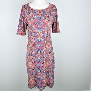 LuLaRoe Julia Geometric Diamond Boho Print Dress L